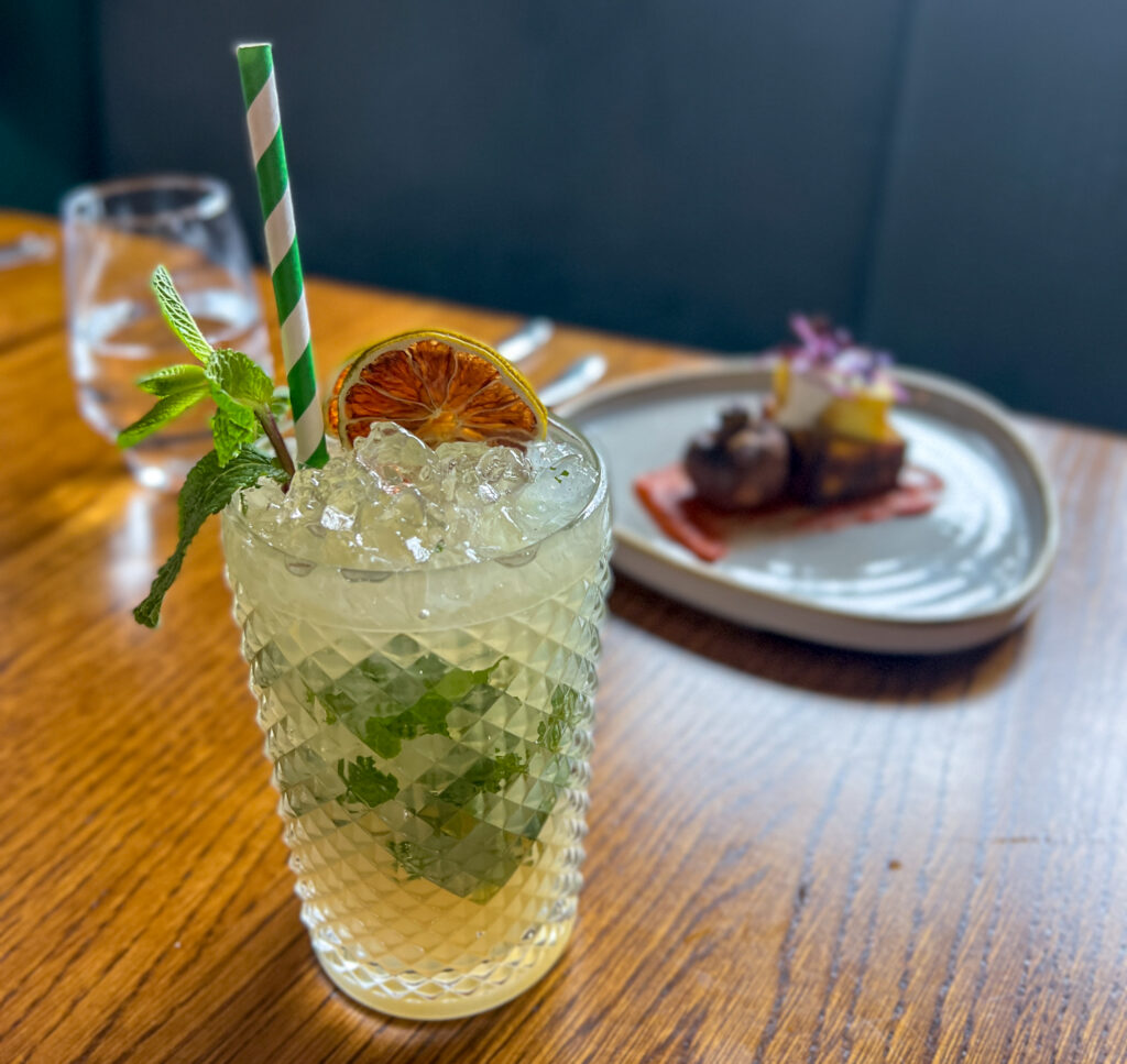 Non alcoholic apple mojito paired with Indian tasting menu second course